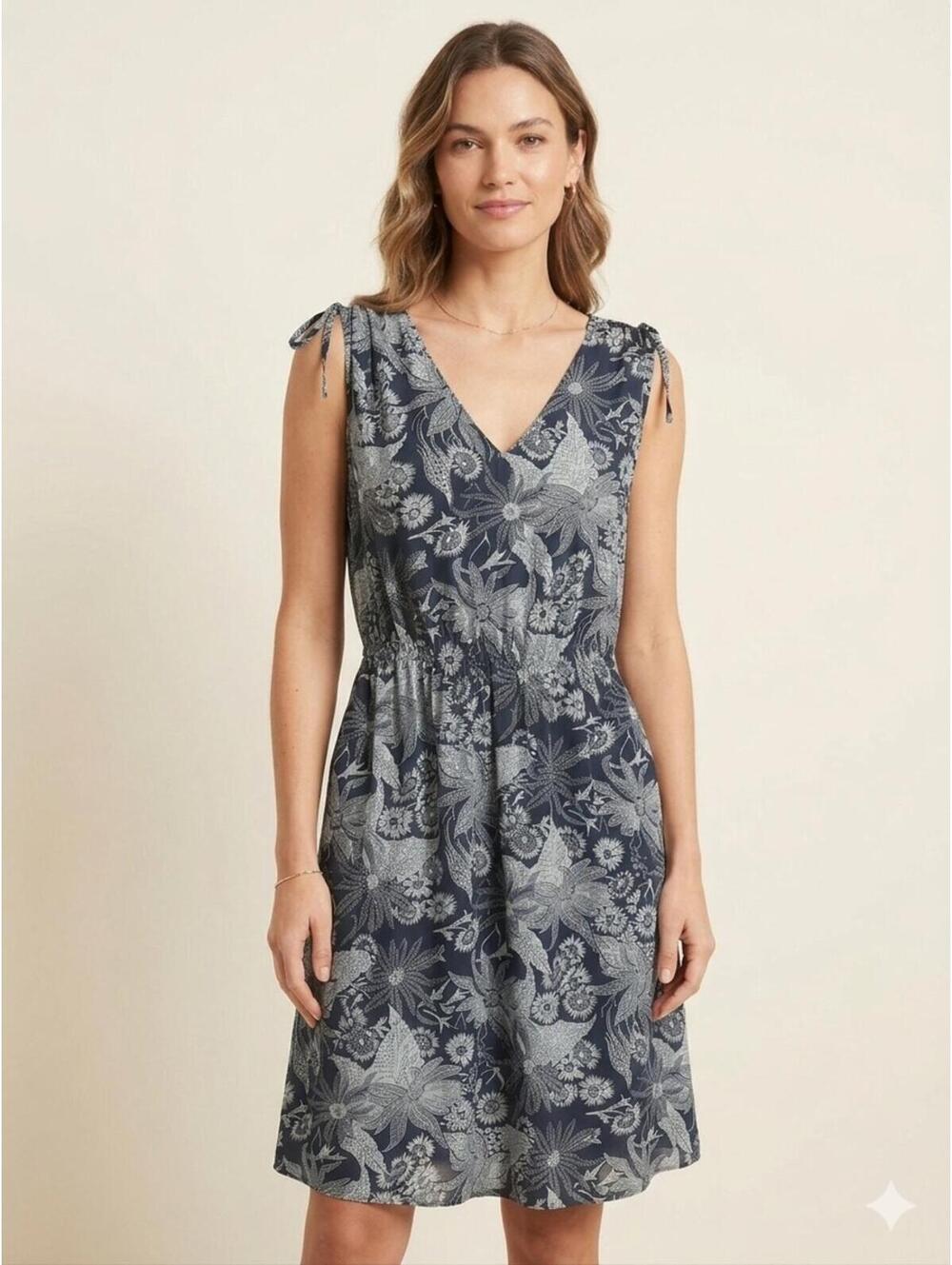 Banana Republic | 100% Silk Floral Tie-Shoulder Sleeveless Dress Resortwear